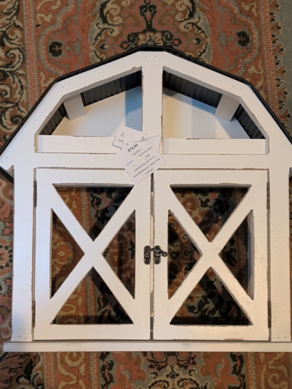 Hobby Lobby White Barn-Style Shelf with X-Panel Doors Farmhouse Shabby Chic